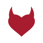 Fetlife logo of a small red heart with devil horns